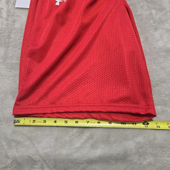 Under Armour Red Tricot Mesh NEW Athletic Performance Basketball Shorts Size L - Picture 5 of 5